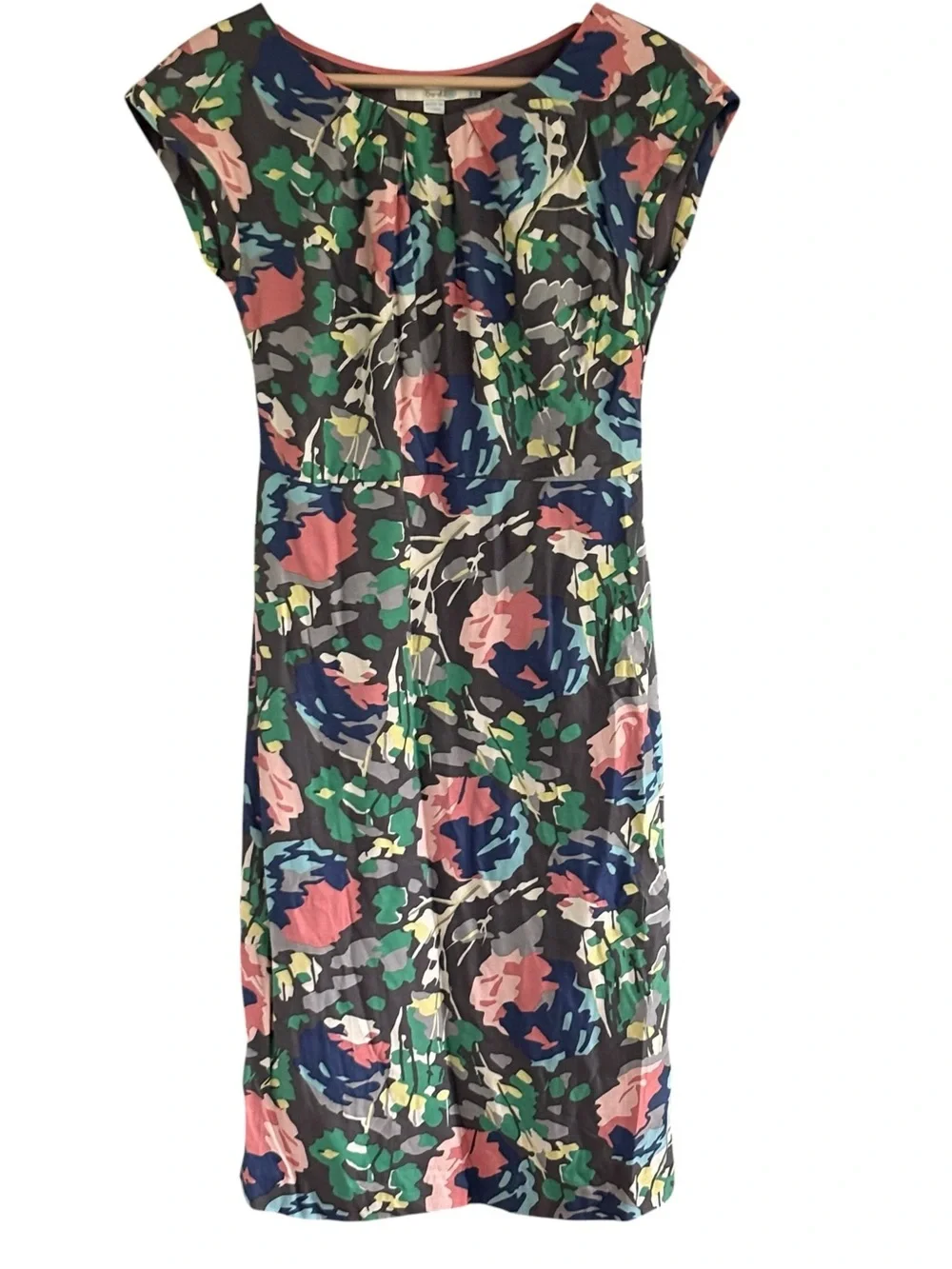 Boden Womens Floral Silk Blend Faux Wrap Midi Dress Size 4 Chic